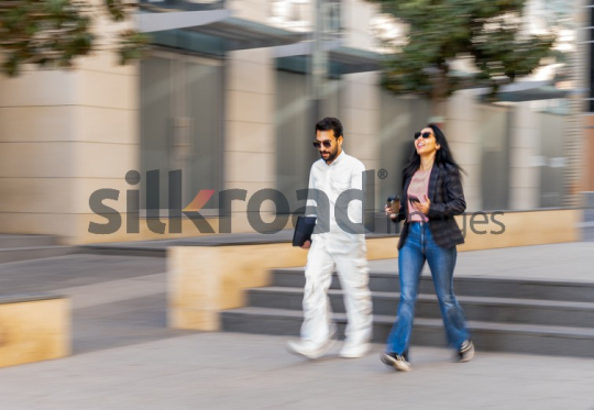 Dynamic Motion of Professionals Walking in Al Abdali Boulevard, Amman