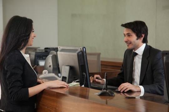 customer and bank teller