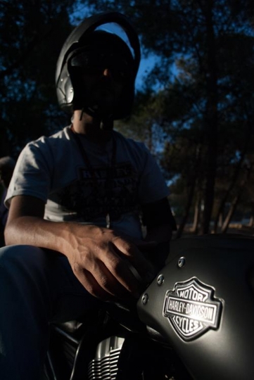 biker man sits on a bike