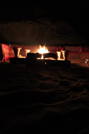 fire in a camp at night