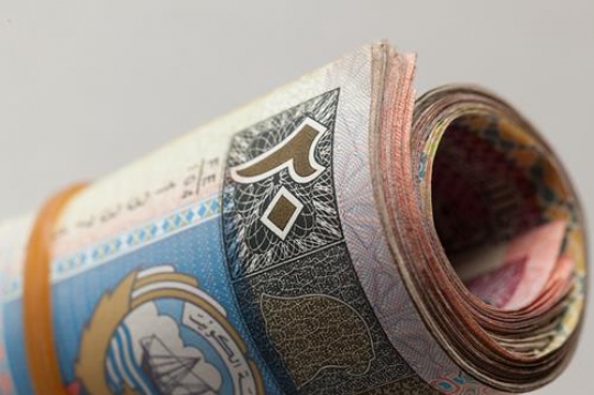 twenty kuwaiti dinars rolled up