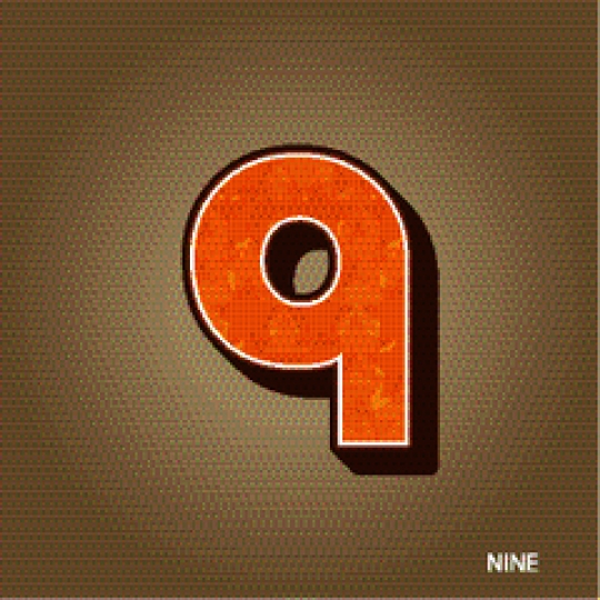- Orange Arabic Number 9 on Brown Background