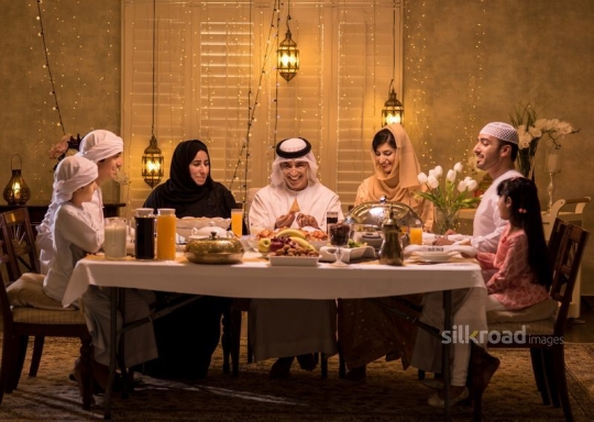 Family having iftar together|-