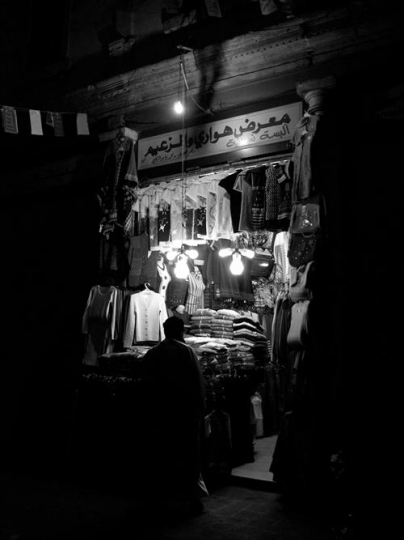 clothes shop in black and white