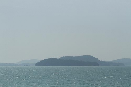 far mountain in the sea