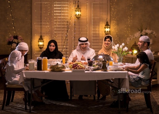 Family having Iftar|-