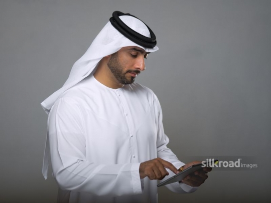 Businessman working off of his iPad