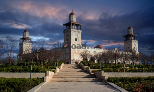 King Hussein Mosque in Amman, Jordan at Sunset