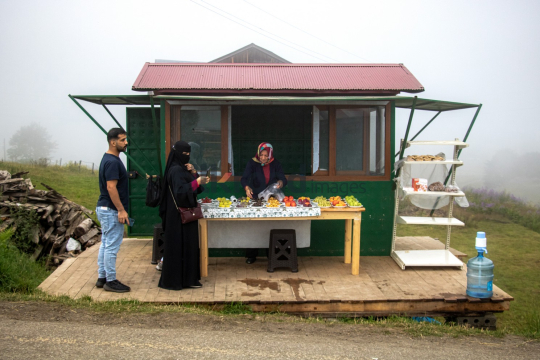 Local Fruit Seller in a Foggy Village in Trabzon, Turkey