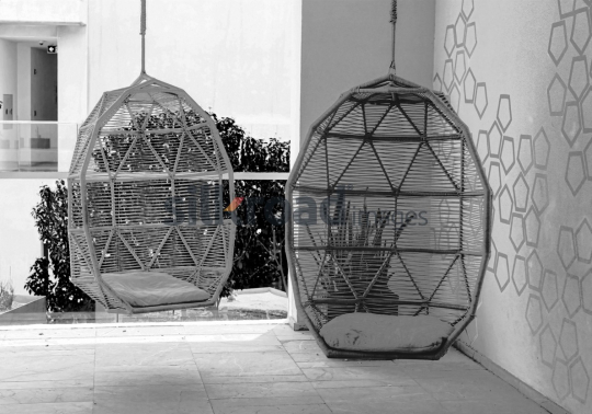 Modern Hanging Chairs in a Minimalistic Space at Ayla Hotel