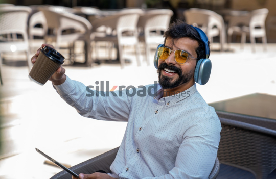 Morning Coffee Celebration with a Joyful Smile