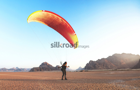Paragliding Adventure Over the Desert Landscape of Wadi Rum, Jordan