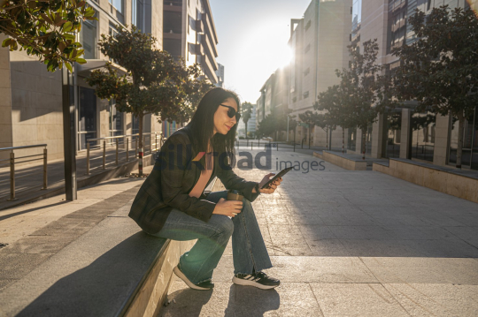 Professional Woman Enjoying Morning Coffee in Al Abdali Boulevard