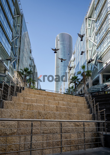 Rotana Hotel Tower with Doves in Flight, Al Abdali Boulevard, Amman