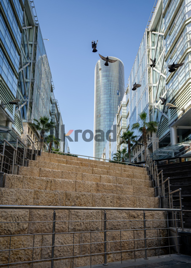 Rotana Hotel Tower with Doves in Flight, Al Abdali Boulevard, Amman