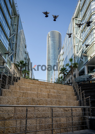 Rotana Hotel Tower with Doves in Flight, Al Abdali Boulevard, Amman