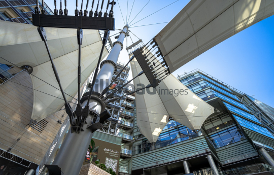 Scenic Landscape of Al Abdali Boulevard with Rotana Tower and Fountain