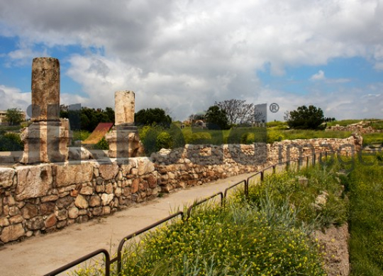 Scenic Ruins at the Amman Citadel with Stone Pillars