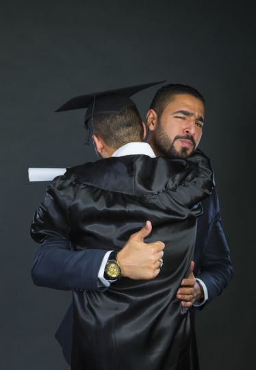 A Proud Arab Dad Greeting Son on Gradutaion|-