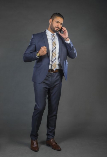 Businessman hearing good news|-