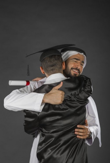 A Cool Arab Dad Greeting Son on Graduation|-