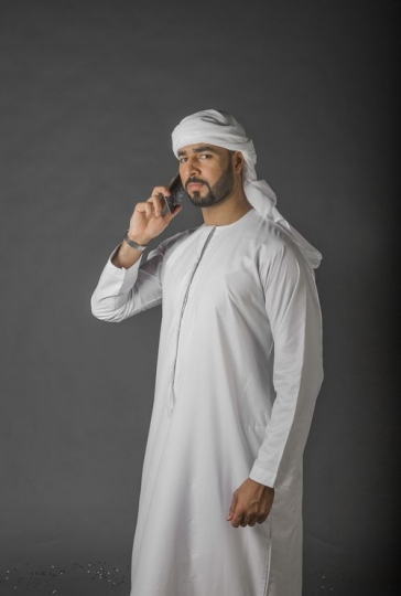Arabian man having a phone call|-