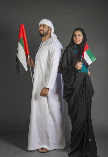 Middle Eastern friends proudly celebrating their country