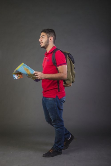 Man walking with a map|-