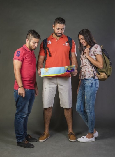 Group of friends traveling together|-