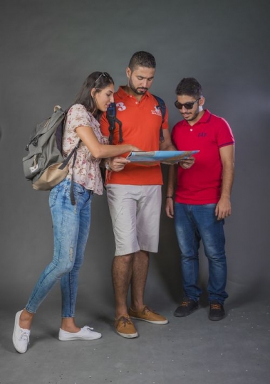 Group of arab friends traveling together|-