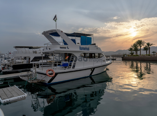 Sunset View of the Hammerhead Boat in Aqaba Marina
