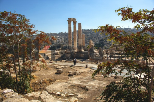 View of Hercules Temple with Modern Amman in the Background