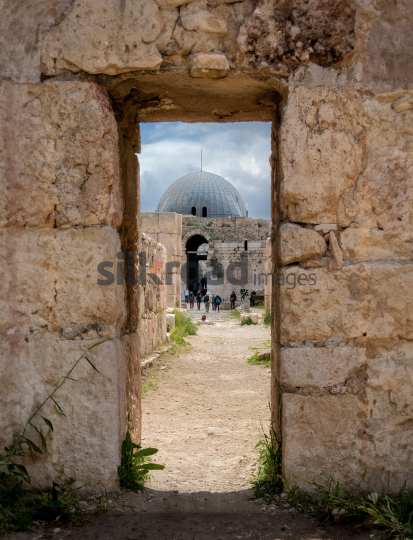 View of the Dome at Hercules Temple Through Stone Archway