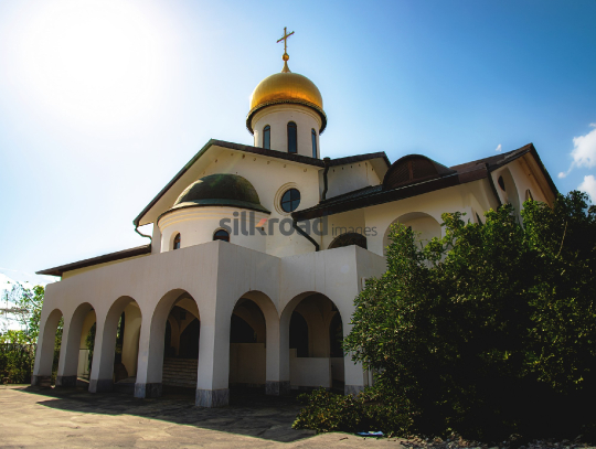 View of the Madaba Church with Golden Dome Under the Sun