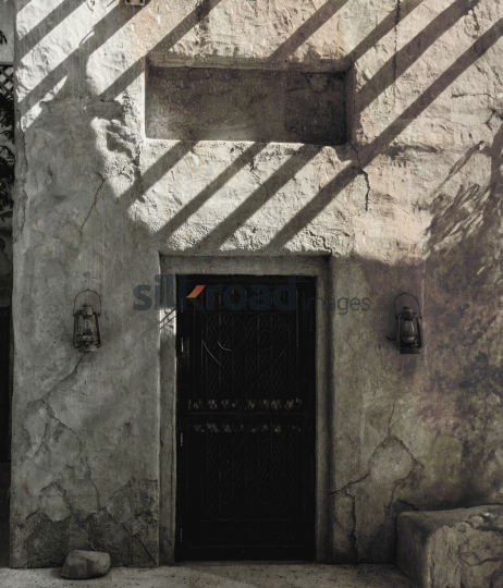 Vintage Door and Wall of an Old House in Dubai, UAE